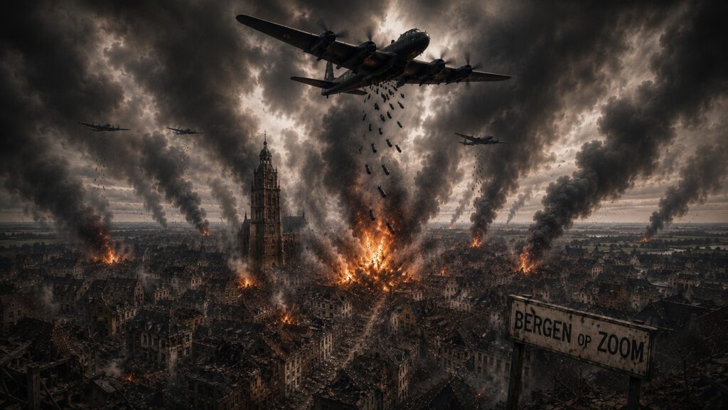 The Germans attacking Jan's birthplace. Scene from The Fourth Gold Bar.